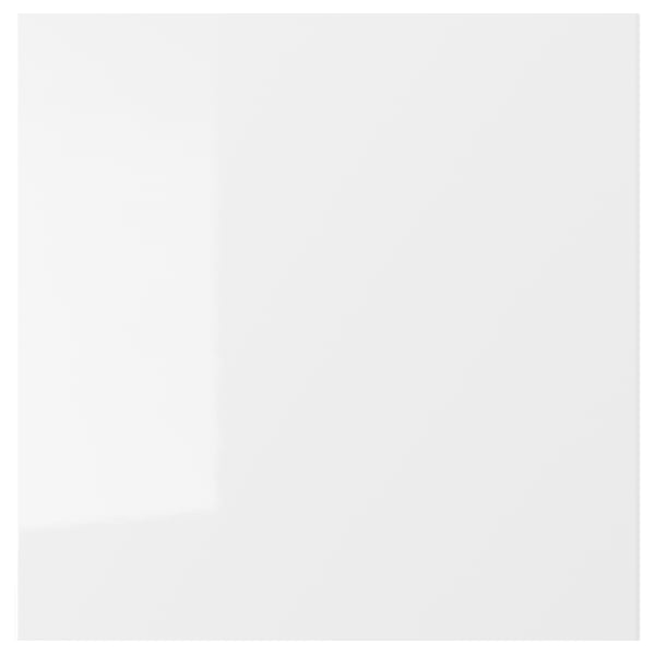 White RINGHULT kitchen drawer front, glossy, rectangular, sleek design.