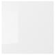 White RINGHULT kitchen drawer front, glossy, rectangular, sleek design.