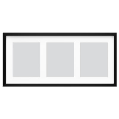 Black rectangular photo frame for 3 pictures, modern design with white inner frame, perfect for wall display.