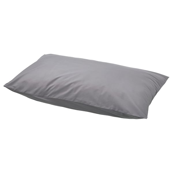 RÖNNVECKMAL grey cotton pillowcase, rectangular shape, envelope closure.
