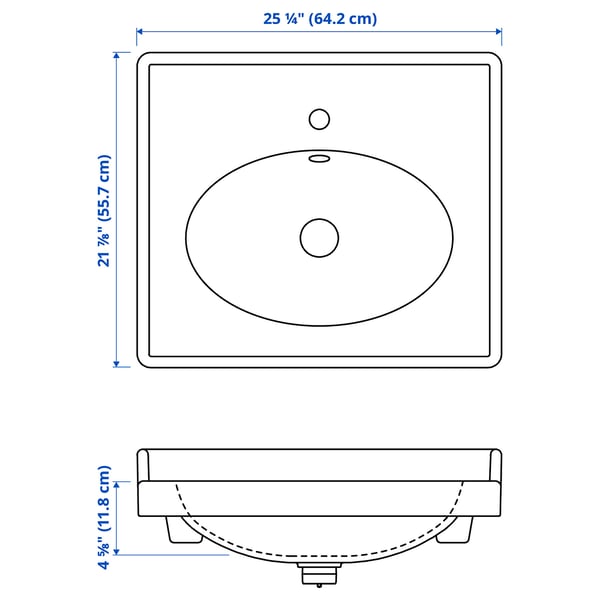 Illustration with measurements for the product: RUTSJÖN.