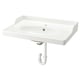 RUTSJÖN white ceramic washbasin, sleek rectangular shape, raised backsplash, integrated traditional design.