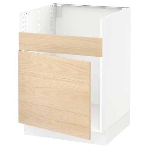 White & light wood kitchen cabinet, modern design, sturdy wood, metal hinges.