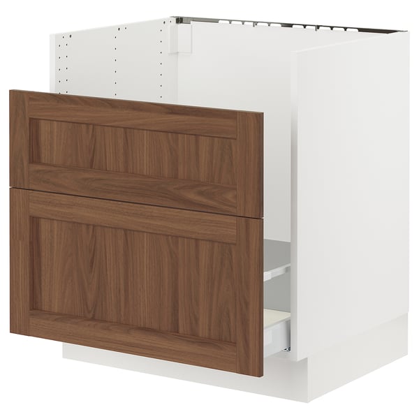 SEKTION kitchen cabinet, white and walnut, rectangular, sturdy, modern design.