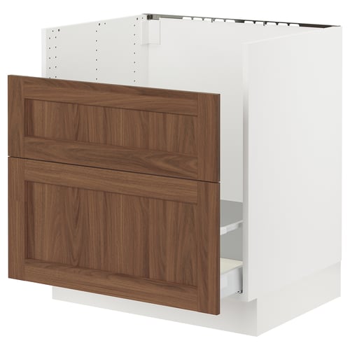 SEKTION kitchen cabinet, white and walnut, rectangular, sturdy, modern design.