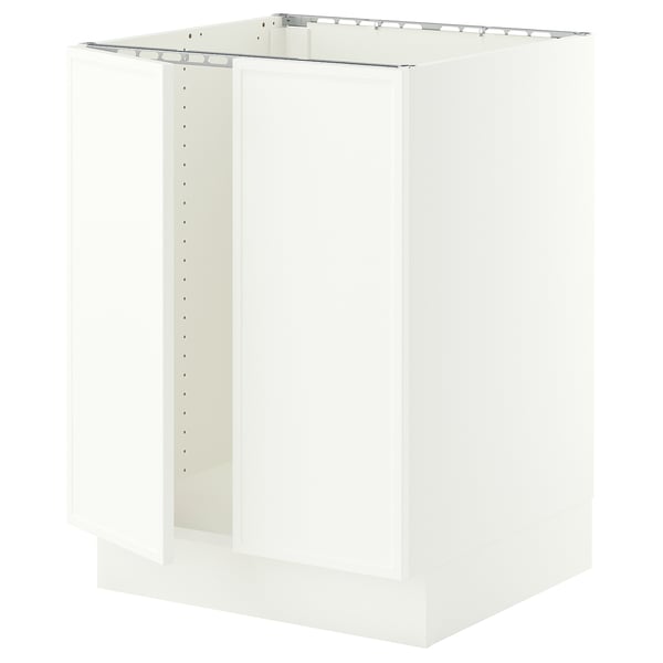SEKTION Base cabinet for sink + 2 doors, white/Aspudden matt white, 24x24x30 "
