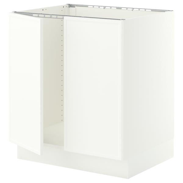 SEKTION Base cabinet for sink + 2 doors, white/Aspudden matt white, 30x24x30 "