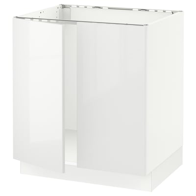 White glossy kitchen cabinet, square shape, sleek design, modern look.