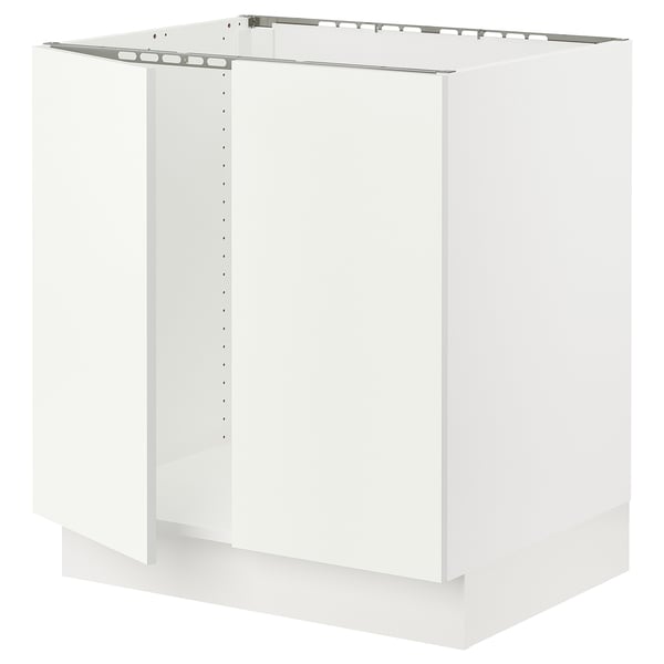 White SEKTION kitchen cabinet. Clean, modern design with no visible handles, made of particleboard and plastic.