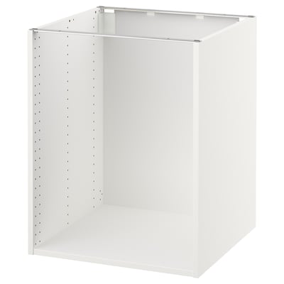 White SEKTION cabinet, modern kitchen storage, metal frame, adjustable shelves.