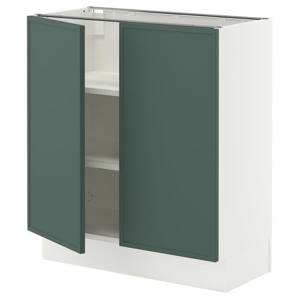 SEKTION Base cabinet with shelves/2 doors, white/Aspudden dark gray-green, 30x15x30 "
