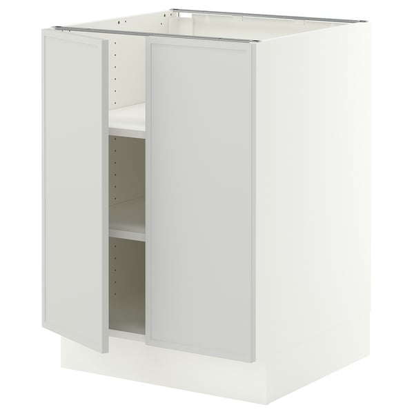 SEKTION Base cabinet with shelves/2 doors, white/Aspudden light gray, 24x24x30 "
