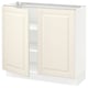 Off-white kitchen cabinet with two doors, adjustable shelves, and bevelled edges.