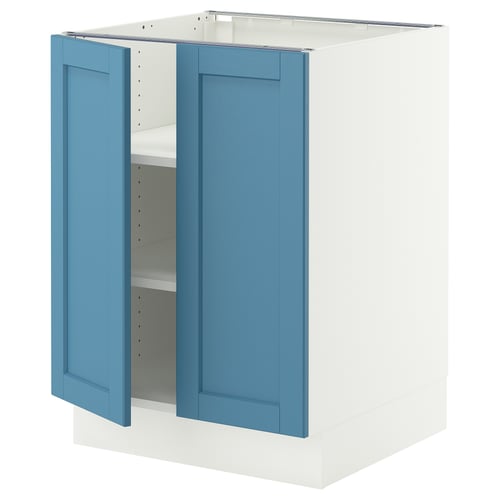 SEKTION Base cabinet with shelves/2 doors, white/Lerhyttan blue, 24x24x30 "