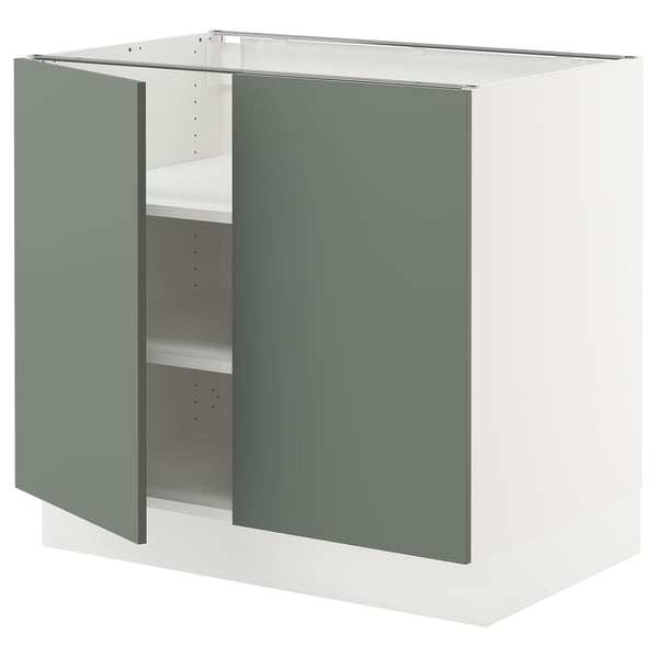 Modern kitchen unit: SEKTION, grey-green nickebo, square, sturdy & adjustable shelves.