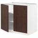 SEKTION kitchen unit: dark brown wood, white base; adjustable shelves, hinge doors.