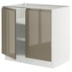 Modern kitchen cabinet, SEKTION model, high-gloss dark grey-brown, metal handles, white frame, square shape, two doors, one adjustable shelf.