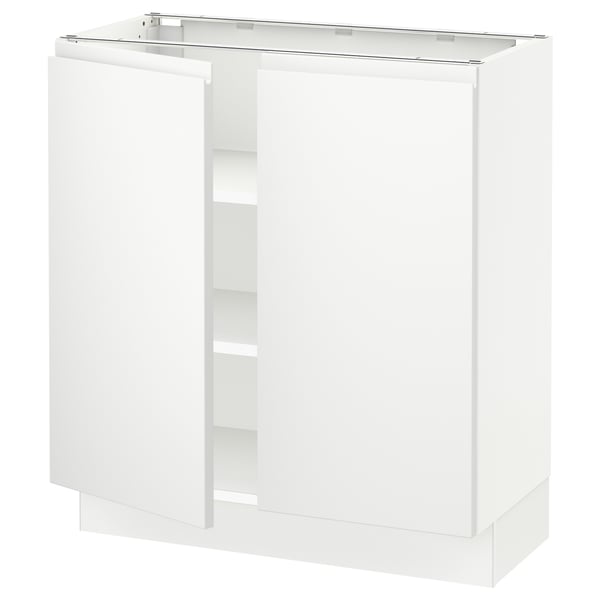 SEKTIONs white kitchen cabinet, modern design with minimalist handles, multiple shelves, sturdy frame.