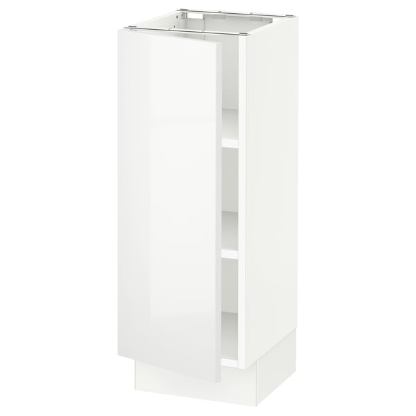 A tall, glossy white cabinet with a sleek, minimalist design, perfect for modern kitchens.