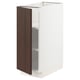 White kitchen cabinet, dark brown door, sleek design with two shelves.