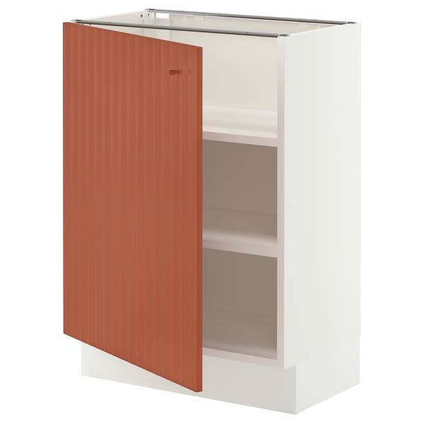 SEKTION Base cabinet with shelves, white/Terrsjö red-brown wave pattern, 24x15x30 "