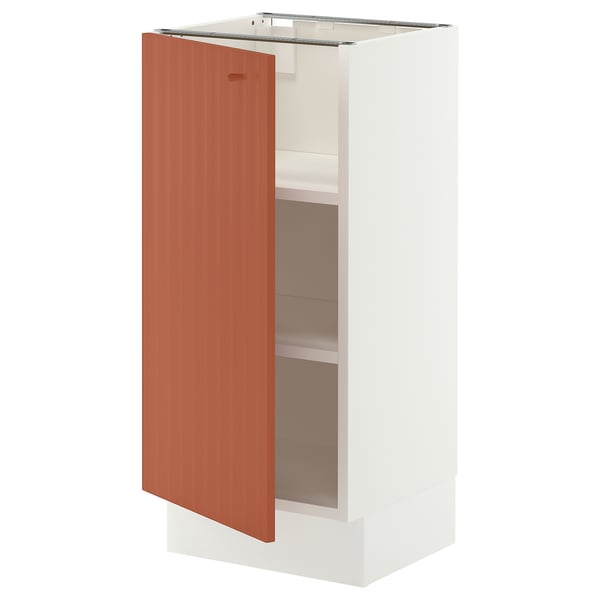 SEKTION Base cabinet with shelves, white/Terrsjö red-brown wave pattern, 15x15x30 "