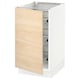 Wooden ikea SEKTION kitchen cabinet, light wood, white frame, open shelves.
