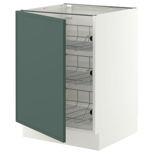 SEKTION Base cabinet with wire baskets, white/Aspudden dark gray-green, 24x24x30 "