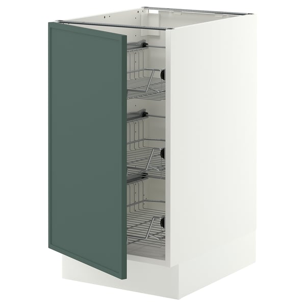 SEKTION Base cabinet with wire baskets, white/Aspudden dark gray-green, 18x24x30 "