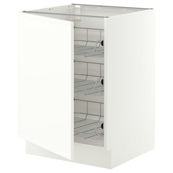 SEKTION Base cabinet with wire baskets, white/Aspudden matt white, 24x24x30 "