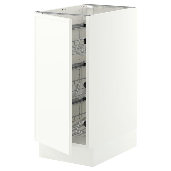 SEKTION Base cabinet with wire baskets, white/Aspudden matt white, 15x24x30 "