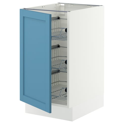 SEKTION Base cabinet with wire baskets, white/Lerhyttan blue, 18x24x30 "