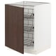 White SEKTION cabinet with dark brown door, three wire shelves, modern design.