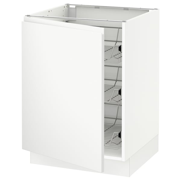 White SEKTION kitchen cabinet, 3 shelves, modern minimalist design.