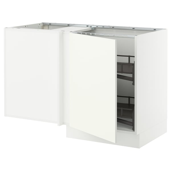 SEKTION white kitchen unit, modern design, clean lines, with pull-out carousel storage, sturdy, sleek finish.