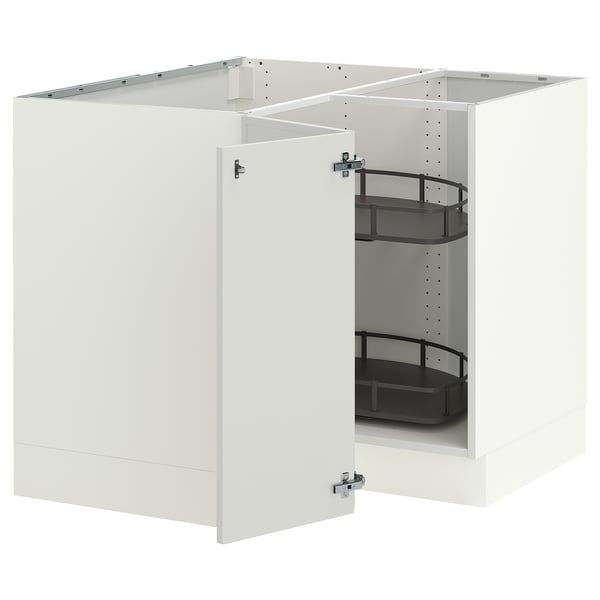 SEKTION Corner base cabinet with carousel, white/Aspudden light gray, 38x24x30 "