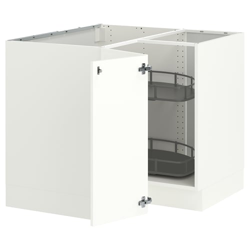 SEKTION Corner base cabinet with carousel, white/Aspudden matt white, 38x24x30 "