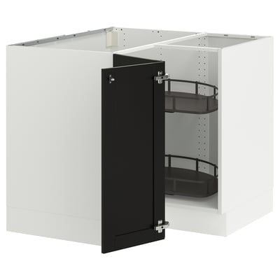 SEKTION kitchen cabinet, white & black, open for access, pull-out shelf.