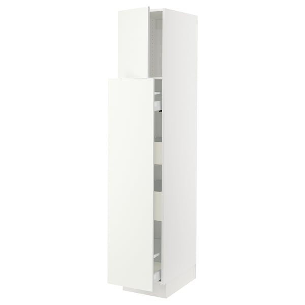 A white SEKTION kitchen cabinet with two adjustable shelves and reversible doors.