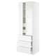 SEKTION white kitchen cabinet with three shelves, three drawers, and medium drawer and door dampers.