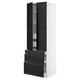 White ikea SEKTION cabinet with black-stained doors, shelves, and drawers.