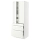 SEKTION ikea white kitchen cabinet with drawers and shelves.