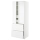 Ikea SEKTION white kitchen cabinet with drawers and shelves.
