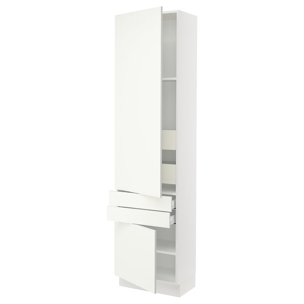 White SEKTION kitchen cabinet with drawers & shelves, modern design.