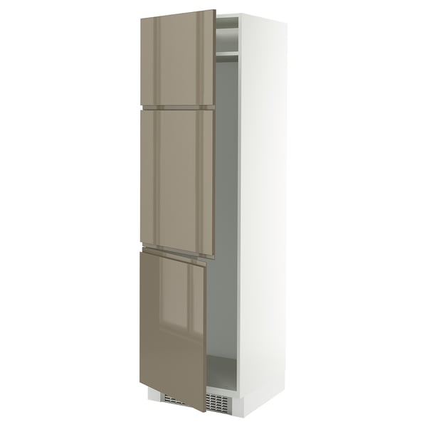 SEKTION kitchen unit, beige-brown glossy, 3 doors, slim handles, adjustable shelves.