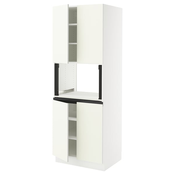 White SEKTION kitchen cabinet with two doors and shelves.