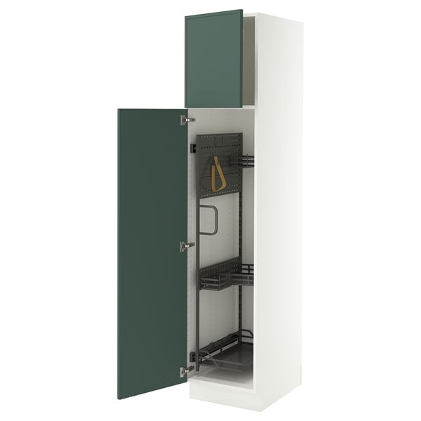SEKTION High cabinet/pull-out int fittings, white/Aspudden dark gray-green, 18x24x80 "
