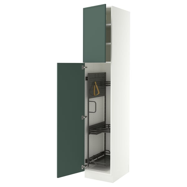 SEKTION High cabinet/pull-out int fittings, white/Aspudden dark gray-green, 18x24x90 "