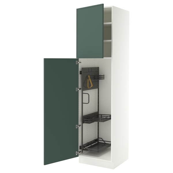 SEKTION High cabinet/pull-out int fittings, white/Aspudden dark gray-green, 24x24x90 "