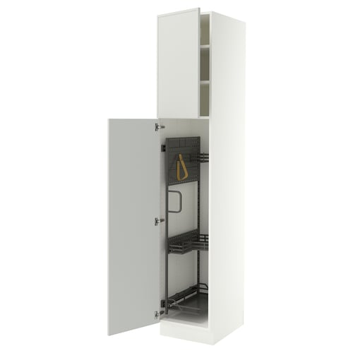 SEKTION High cabinet/pull-out int fittings, white/Aspudden light gray, 18x24x90 "